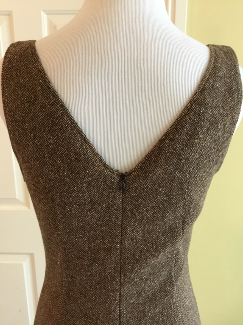 Dolce & Gabbana D&G Brown Herringbone Tweed Fit & Flare Midi Dress - Picture 11 of 14